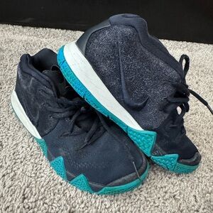 Used Nike Kyrie Navy and Teal shoes - size 2Y